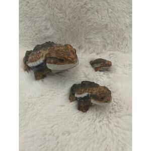 Antique Hirado Japanese Ceramic Toads Set of Three
